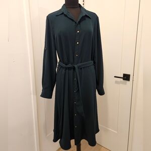 Ralph Lauren Dark Green Midi Dress Size Us 14